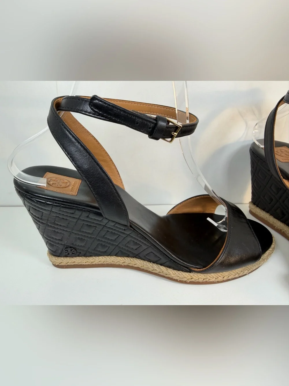 Tory Burch Black Ankle-Strap Wedge Sandals